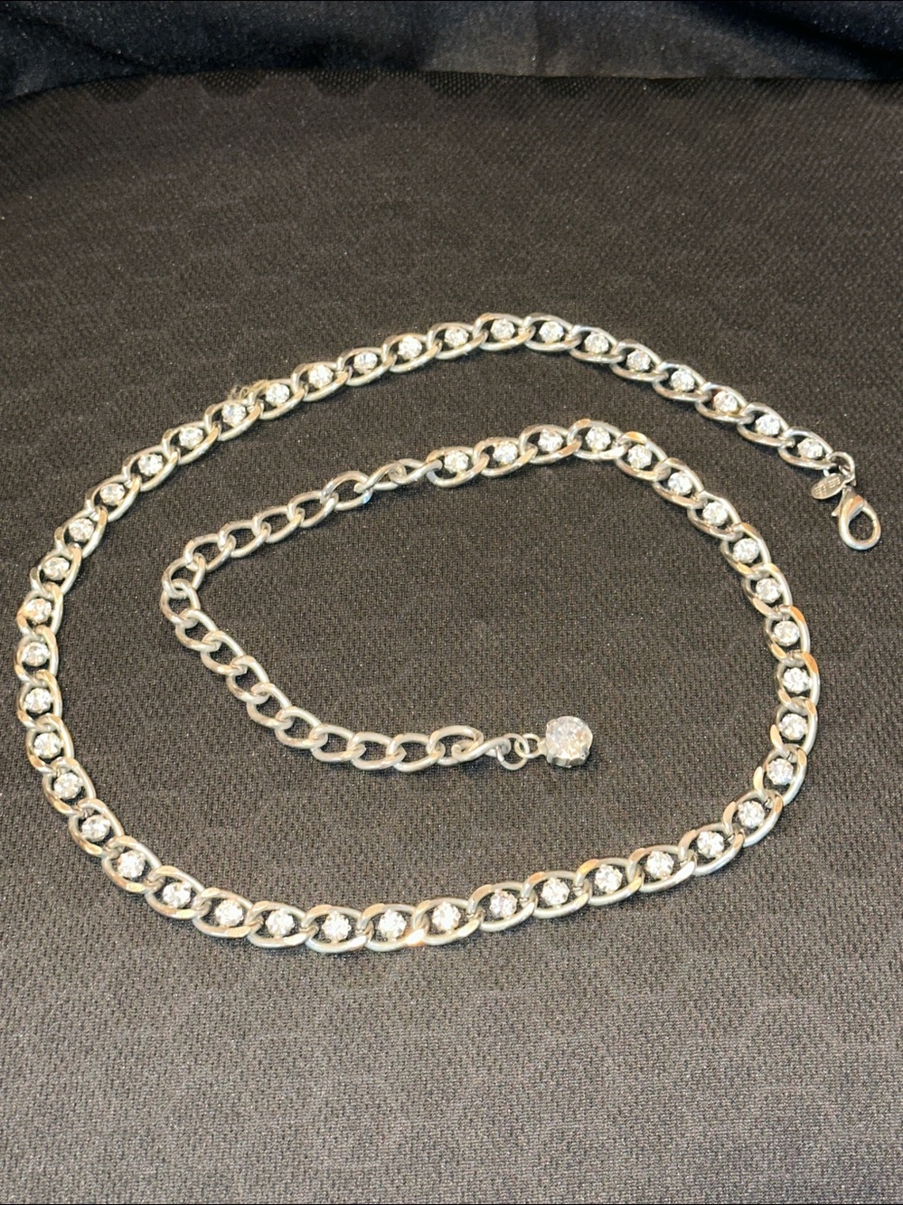 Bebe Stunning Bling Silver Rhinestone Chain Link Belt or Necklace